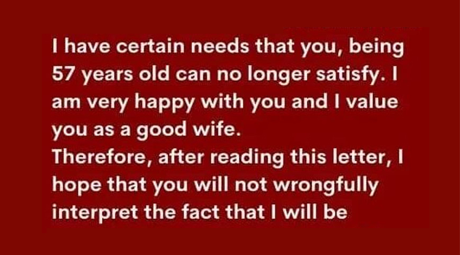 A wife finds a note from her husband