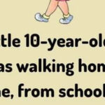 A Little 10-year-old girl was walking home