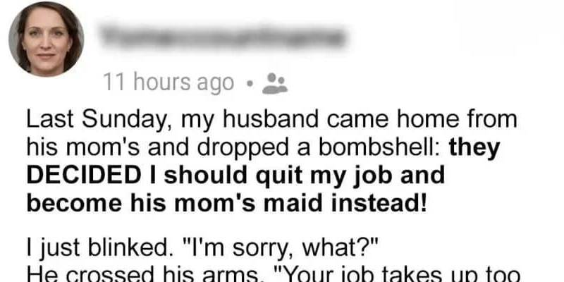 My Husband and His Mother Decided I Should Quit My Job and Become Her Maid