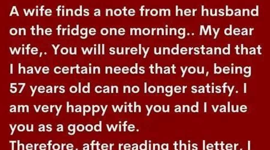 A wife finds a note from her husband