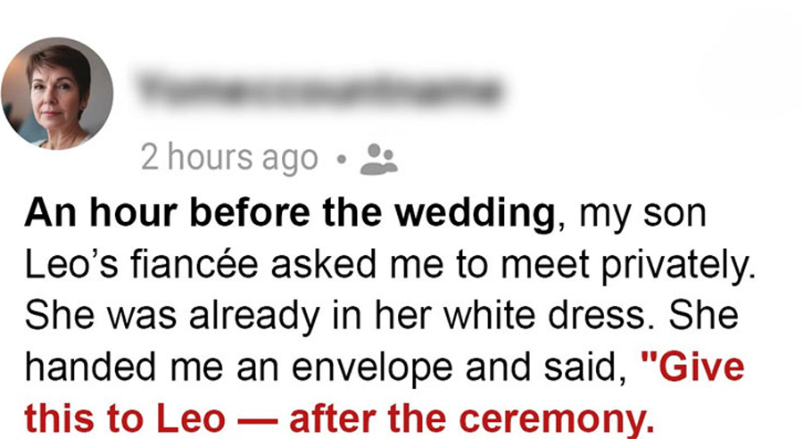 My Son’s Bride Gave Me a Letter to Hand Him After the Ceremony – Once He Read It, He Walked out of the Reception