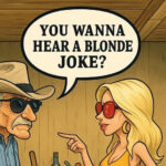 An old blind cowboy walks into a bar
