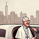An elderly Pope arrives in New York and is picked up at the airport by a limousine