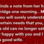 A wife finds a note from her husband