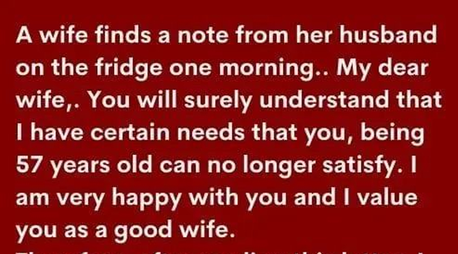 A wife finds a note from her husband
