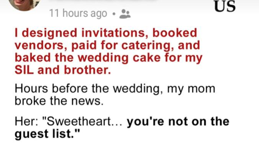 I Helped Plan My SIL’s Wedding, Baked the Cake, Paid for the Catering – Then Found Out on the Wedding Day I Wasn’t Invited