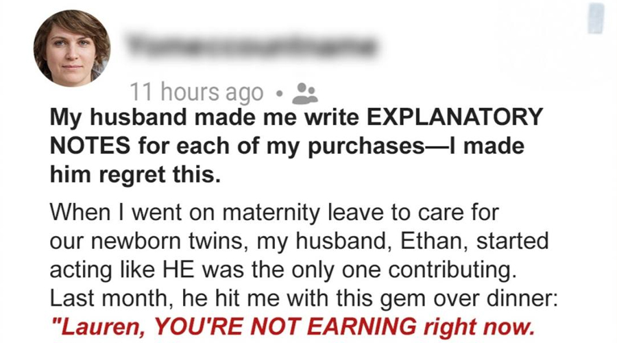 My Husband Made Me Justify Every Penny I Spent with Explanatory Notes
