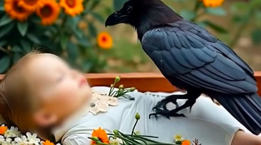 During the funeral, a raven landed on the little girl’s coffin And in that very moment, everyone present FELL SILENT…
