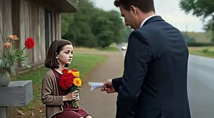 Rushing to his wedding, he bought flowers from a little girl by the roadside… But before reaching the registry office, he found a note inside — and called everything off!