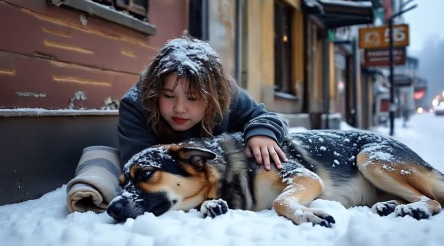 Stray Girl Shared Her Only Blanket with a Freezing Dog – and Fate Rewarded Her in the Most Surprising Way…